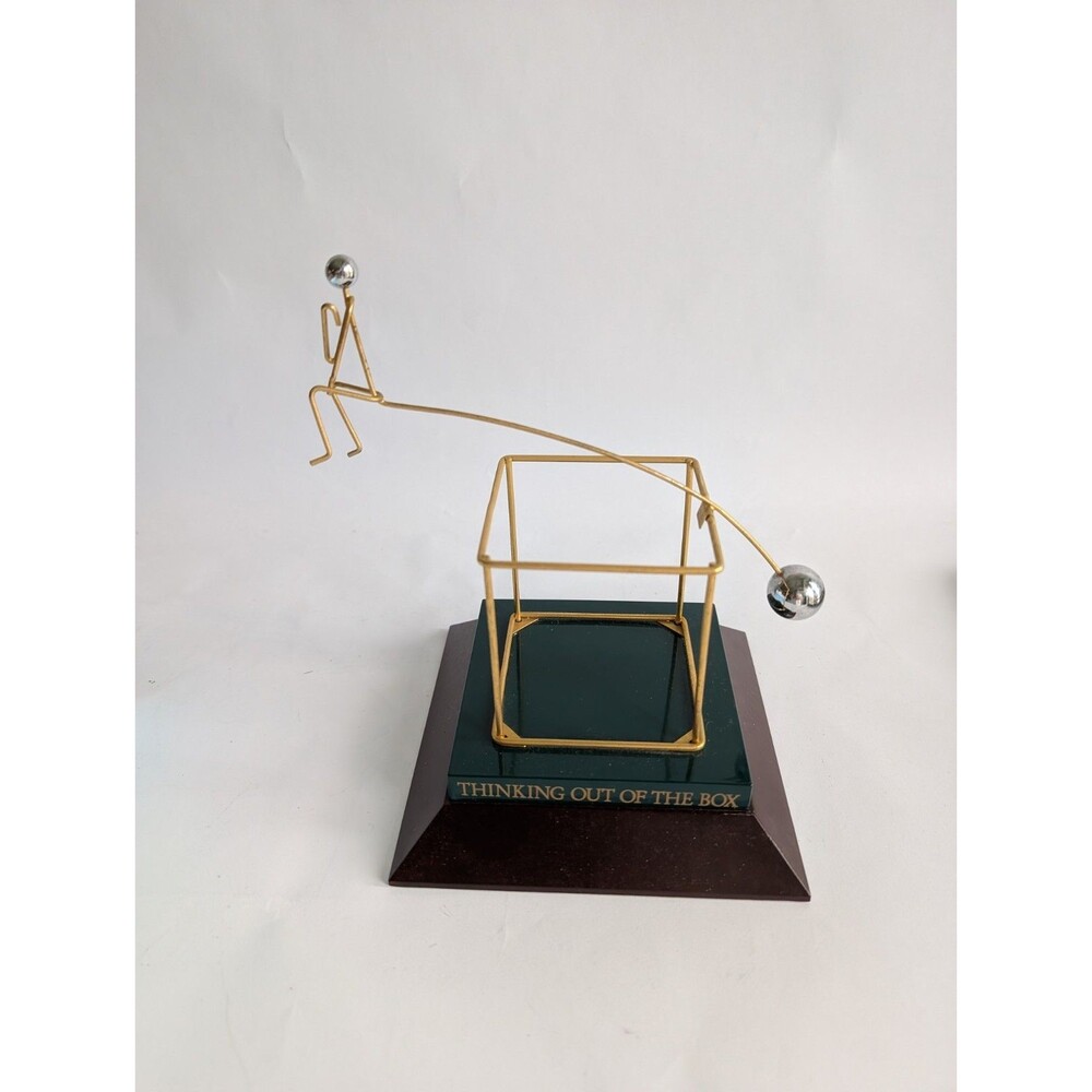 Vintage Kinetic Balancing Sculpture Thinking out of the Box by Thought Works